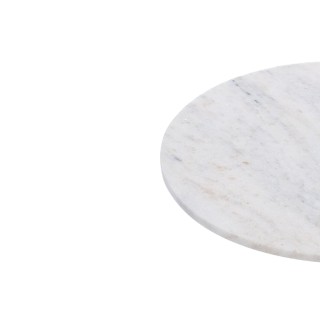 Bout de canapé tulipe en métal noir et marbre blanc D46 -HELLIN