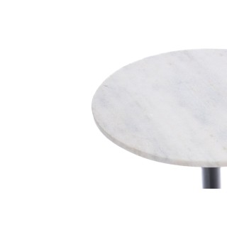 Bout de canapé tulipe en métal noir et marbre blanc D40 -HELLIN