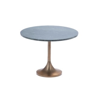 Bout de canapé tulipe en métal doré et marbre vert D55 -HELLIN