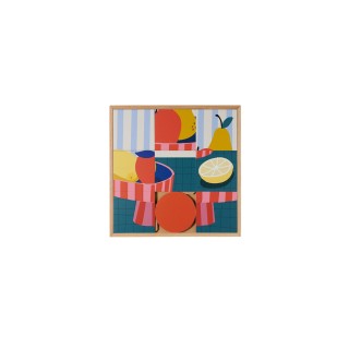 Tableau en bois taquin abstrait coloré   48 x 48 Hedia - HELLIN