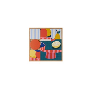 Tableau en bois taquin abstrait coloré   48 x 48 Hedia - HELLIN