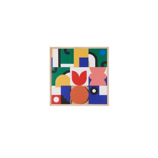 Tableau en bois explosion de couleurs  48 x 48 Montis- HELLIN