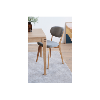 Chaises de salle à manger en chêne huilé et tissu gris clair (lot de 2) MASCHA - HELLIN