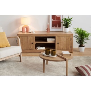 Meuble tv en chêne massif avec plusieurs rangements - Hellin