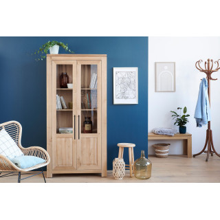 Vitrine moderne en chêne clair aux portes vitrées BOSTON - HELLIN