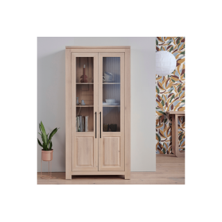 Vitrine moderne aux portes vitrées en chêne blanchi BOSTON - HELLIN