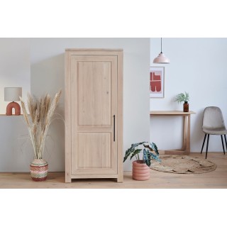 Bonnetière moderne en chêne blanchi 1 porte 3 tablettes BOSTON - HELLIN