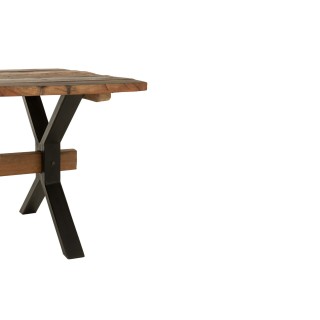 Table de ferme industriel en bois et pieds croisés métal L180 - MARIE