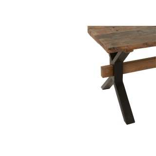 Table de ferme industriel en bois et pieds croisés métal L180 - MARIE