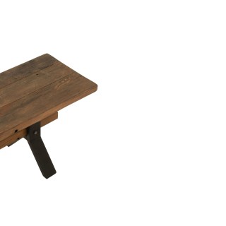 Banc de ferme industriel en bois et pieds croisés métal L180 - HELLIN