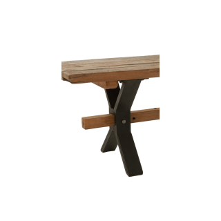 Banc de ferme industriel en bois et pieds croisés métal L180 - HELLIN