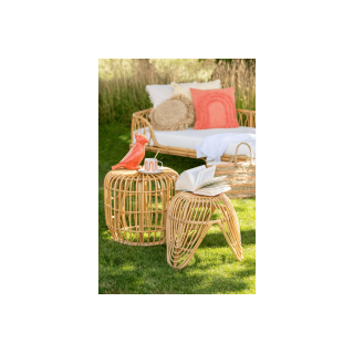 Tabouret rond en rotin naturel (lot de 2) - HELLIN