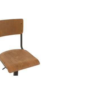Chaise de bar écolier en bois et en métal (lot de 2) - HELLIN