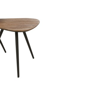 Table basse gigogne en teck recyclé brossé et en métal (set de 2) -HELLIN