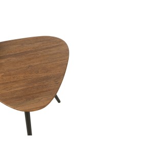 Table basse gigogne en teck recyclé brossé et en métal (set de 2) -HELLIN