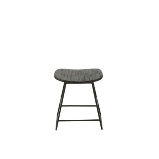 Tabouret rectangulaire en teck recyclé brossé et en métal (lot de 2) -HELLIN