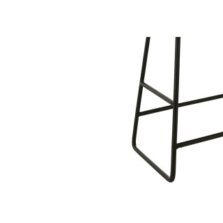 Tabouret rectangulaire en teck recyclé brossé et en métal (lot de 2) -HELLIN