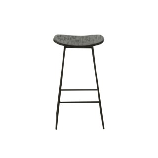 Tabouret de bar en teck recyclé brossé et en métal (lot de 2) -HELLIN