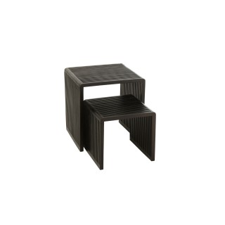Table basse gigogne carrée en teck recyclé L50 (set de 2) -HELLIN