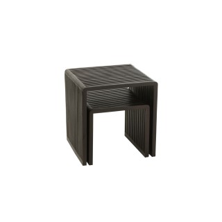 Table basse gigogne carrée en teck recyclé L50 (set de 2) -HELLIN