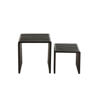 Table basse gigogne carrée en teck recyclé L50 (set de 2) -HELLIN