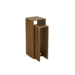 Sellette gigogne carrée en teck recyclé L34 (set de 2) - HELLIN