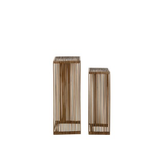 Sellette gigogne carrée en teck recyclé L34 (set de 2) - HELLIN