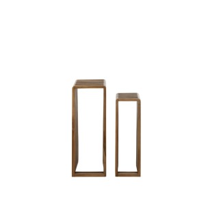 Sellette gigogne carrée en teck recyclé L34 (set de 2) - HELLIN