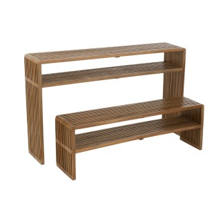 Console gigogne à double plateau en teck recyclé (set de 2) -HELLIN