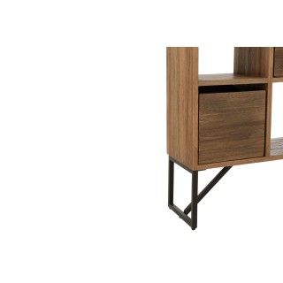 Bibliothèque en teck recyclé et pieds métal 7 niches 5 tiroirs - HELLIN