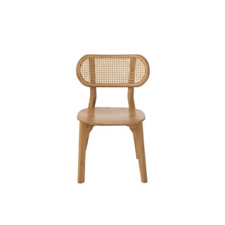 Chaise de salle à manger en teck naturel et rotin (lot de 2) - HELLIN