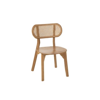 Chaise de salle à manger en teck naturel et rotin (lot de 2) - HELLIN