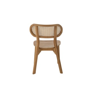 Chaise de salle à manger en teck naturel et rotin (lot de 2) - HELLIN