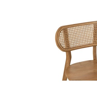 Chaise de salle à manger en teck naturel et rotin (lot de 2) - HELLIN