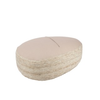 Pouf en forme de galet tissé en laine beige L90 - HELLIN