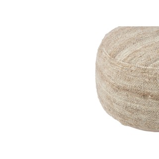 Pouf en forme de galet tissé en laine beige L90 - HELLIN
