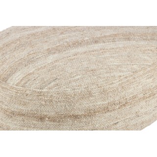 Pouf en forme de galet tissé en laine beige L90 - HELLIN