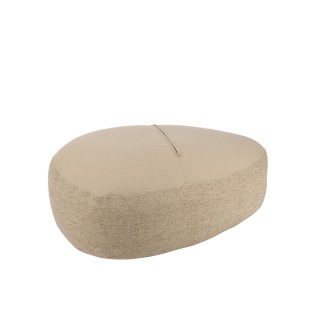 Pouf en forme de galet en laine beige uni L90 - HELLIN