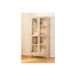 Vitrine en chêne blanchi et verre 2 portes L80 - HELLIN