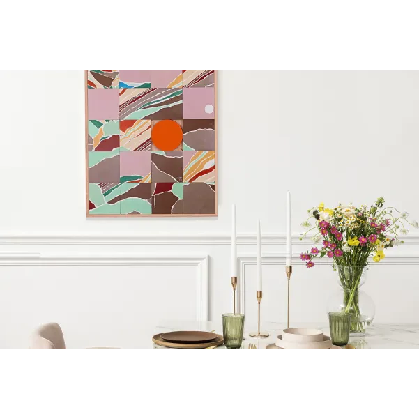 Tableau en bois taquin originale  63 x 78 Paysage intérieur - HELLIN