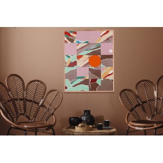 Tableau en bois taquin originale  63 x 78 Paysage intérieur - HELLIN