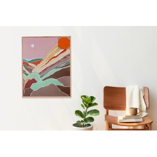 Tableau en bois taquin originale  63 x 78 Paysage intérieur - HELLIN