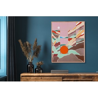 Tableau en bois taquin originale  63 x 78 Paysage intérieur - HELLIN