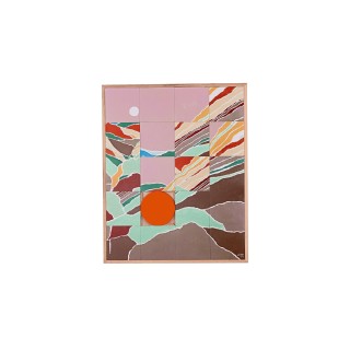 Tableau en bois taquin originale  63 x 78 Paysage intérieur - HELLIN