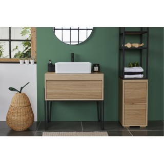 OCCASION Meuble sous vasque en bois et métal Brighton / 80 centimètres