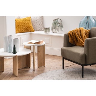 Table basse ronde en bois et en marbre D70 VALDEZ - HELLIN