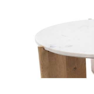 Table basse ronde en bois et en marbre D70 VALDEZ - HELLIN