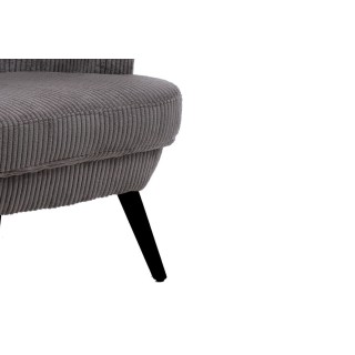 Fauteuil rétro en velours côtelé rouge et piétement noir DAGOBERT - HELLIN