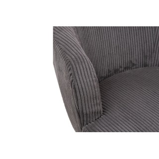 Fauteuil rétro en velours côtelé rouge et piétement noir DAGOBERT - HELLIN