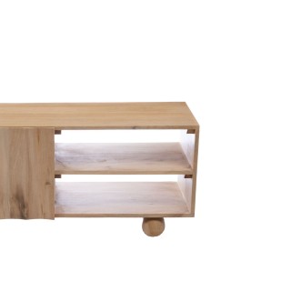 Meuble TV en manguier 2 portes 1 tablette 2 niches L135 - HELLIN